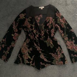 Velvet floral romper